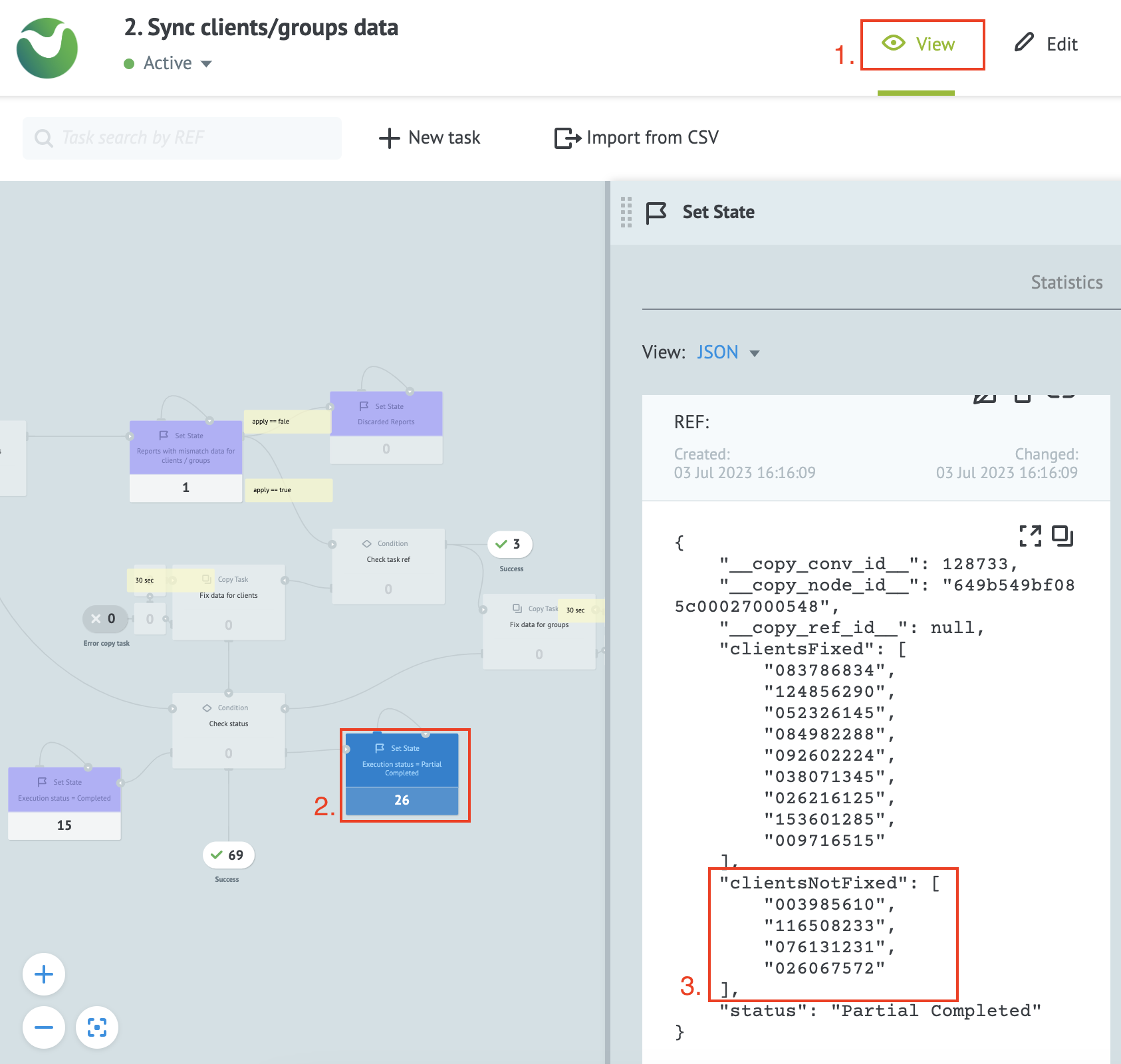 How to find the list of entities with issues in the SD