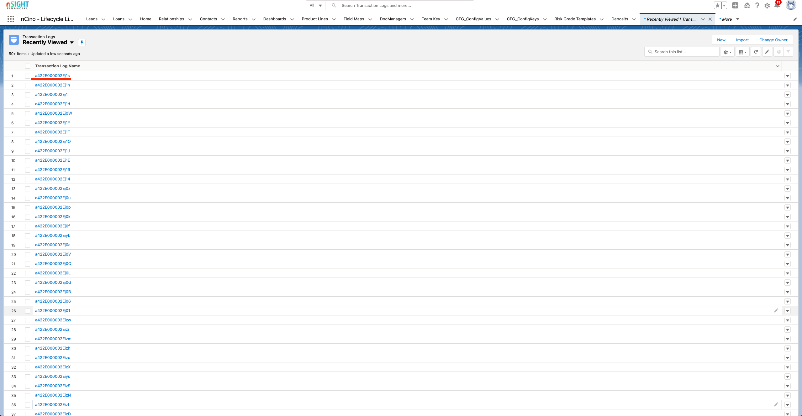 Access the Transaction log