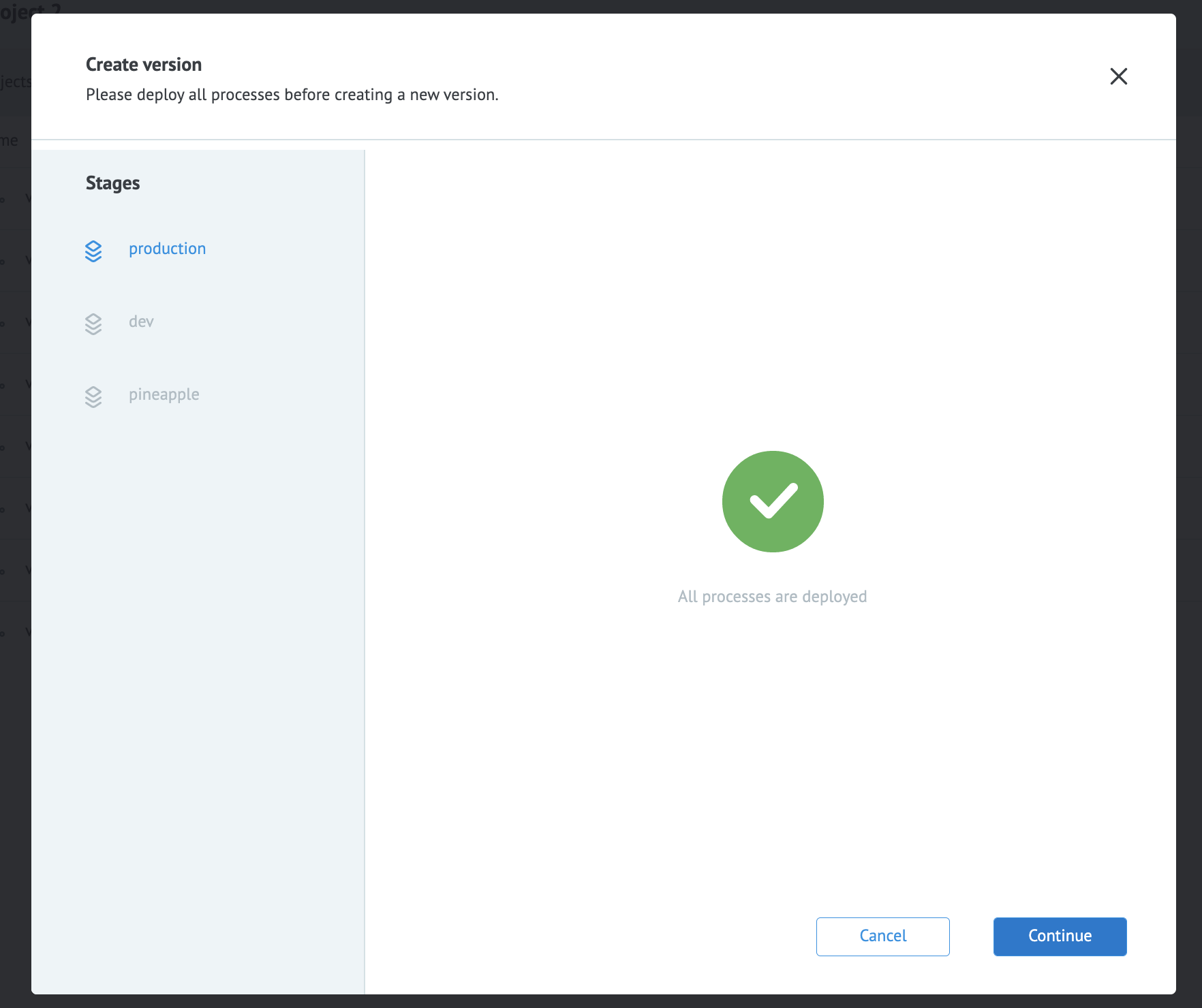 Creating a version in MPO