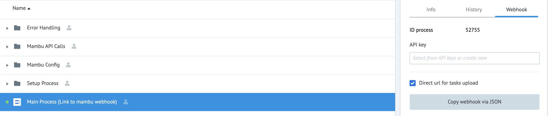 Copy the webhook URL