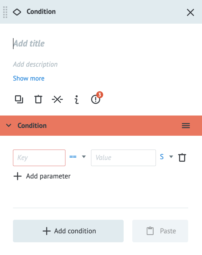 The settings for the Conditional node of MPO
