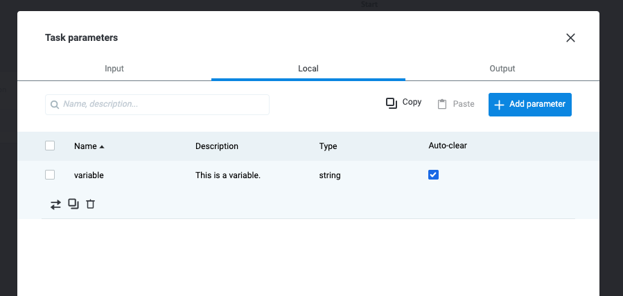 Adding local parameters with autoclear
