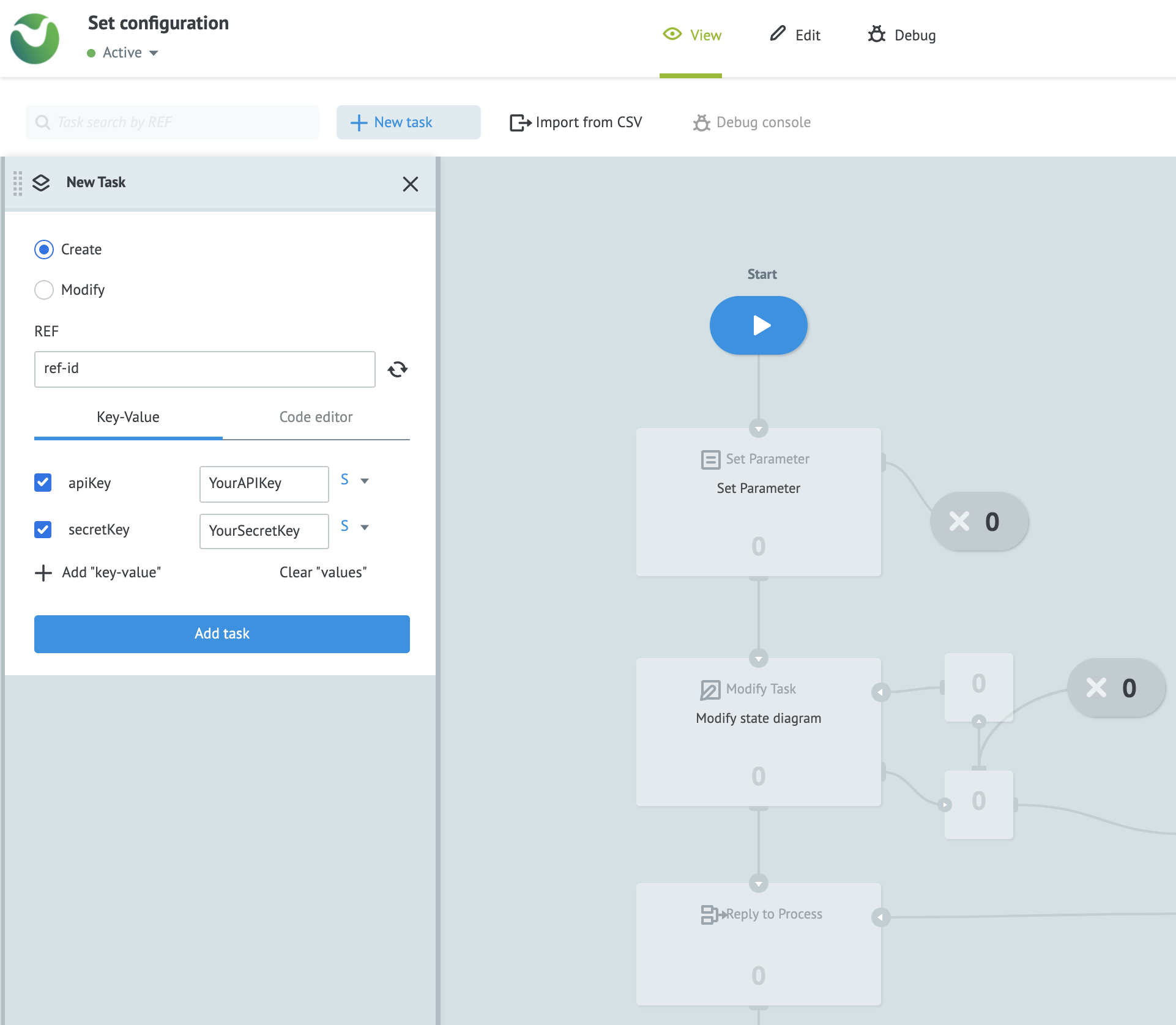 Uploading the Set Configuration task