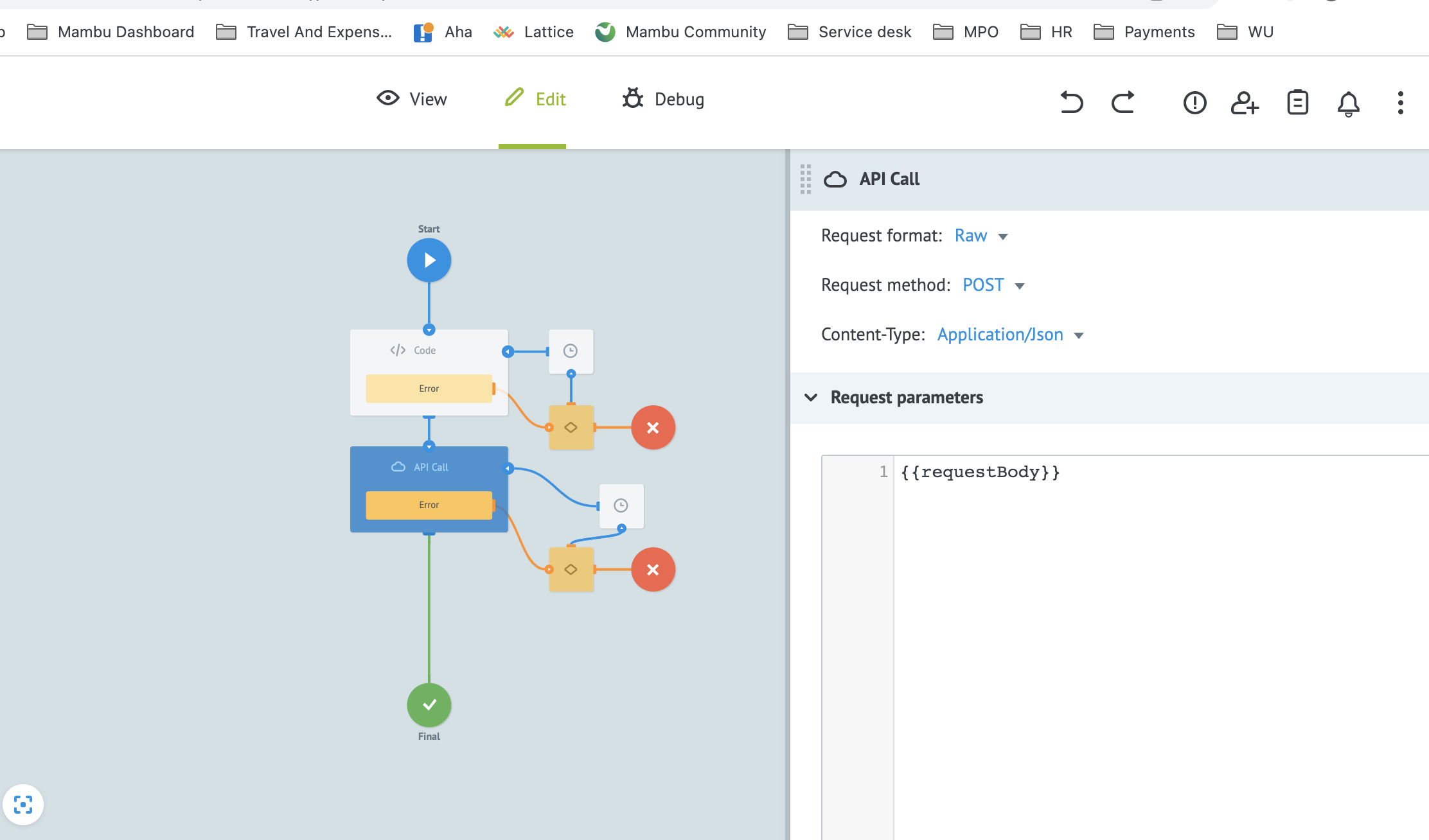 Using the RAW format for the API Call node
