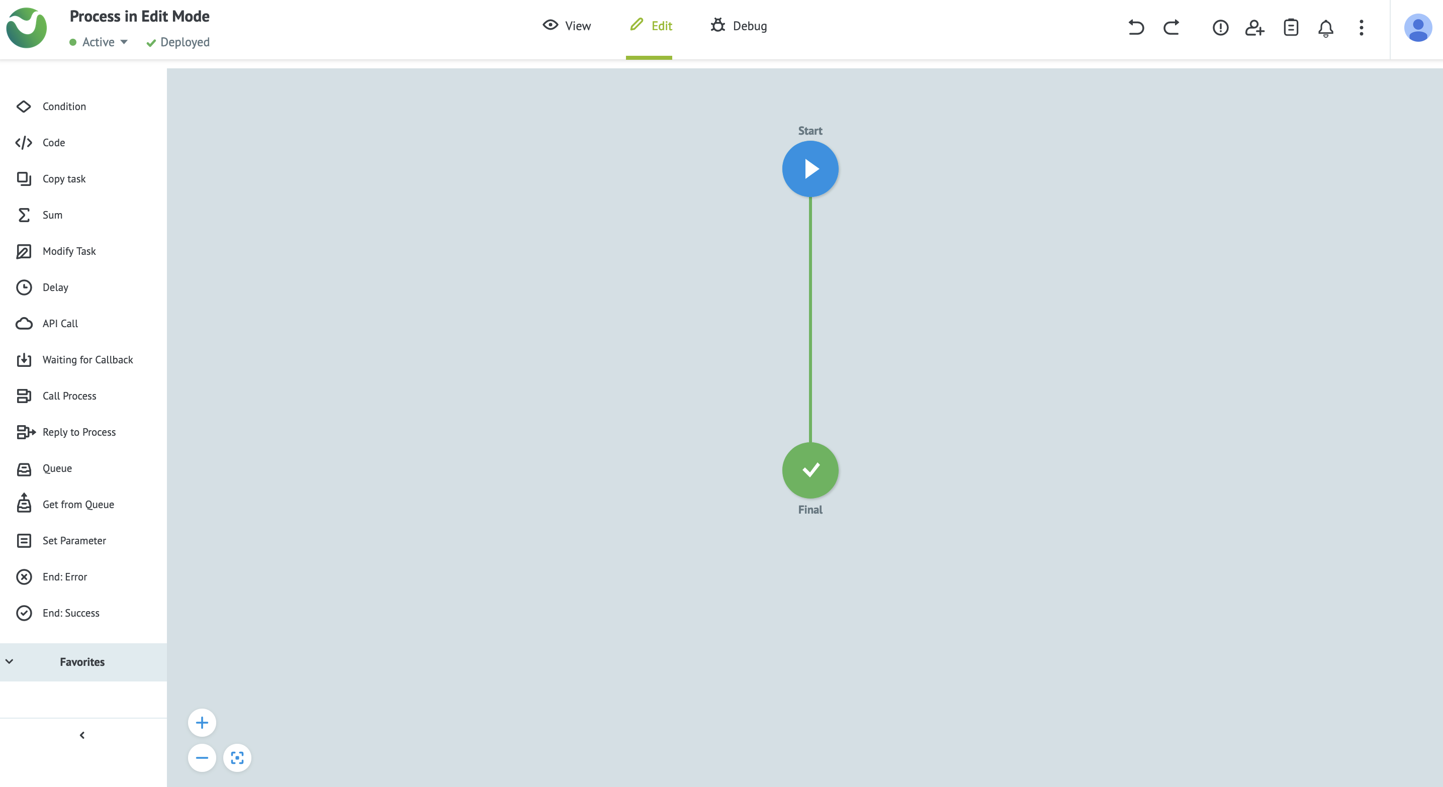 New process in edit mode
