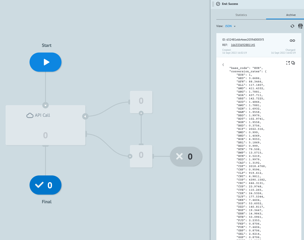 The returned JSON for the API Call