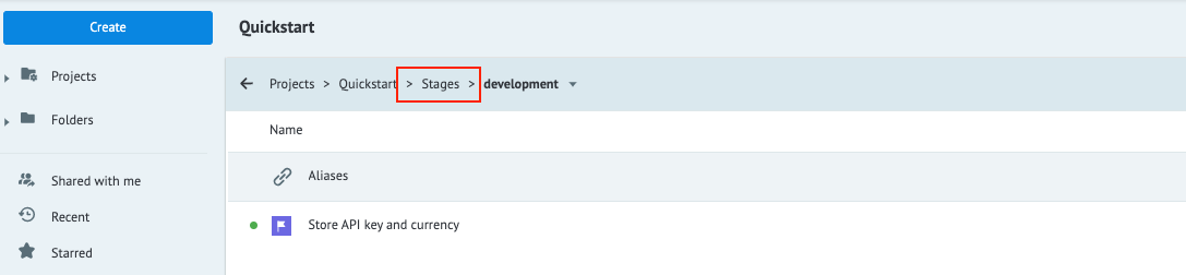 Going back to the stages folder list