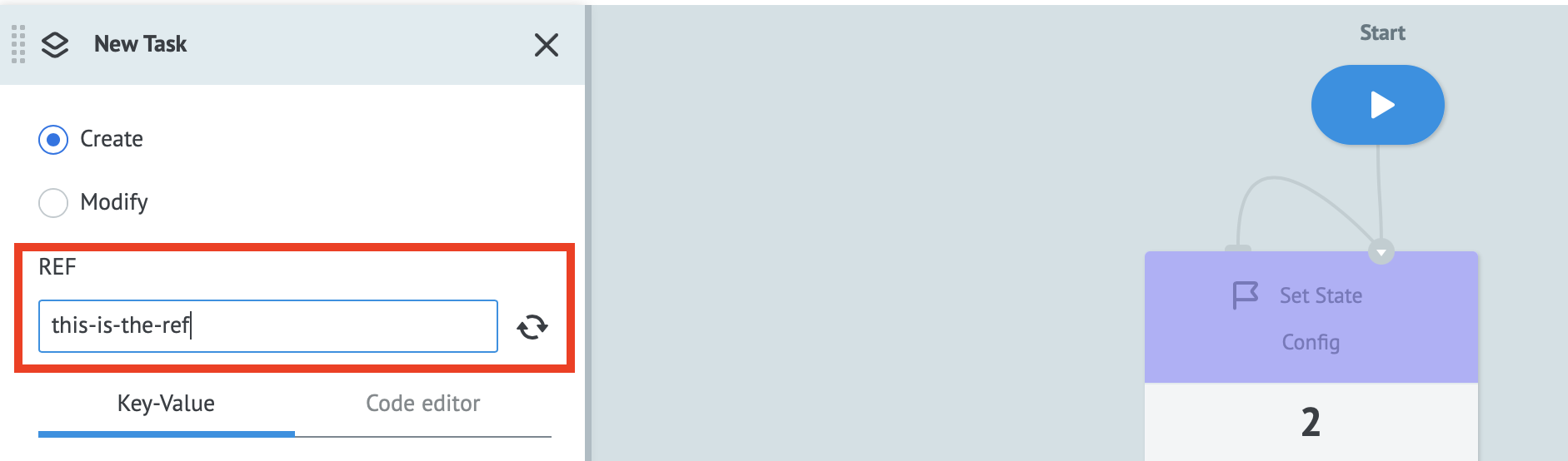 The task reference in a state diagram